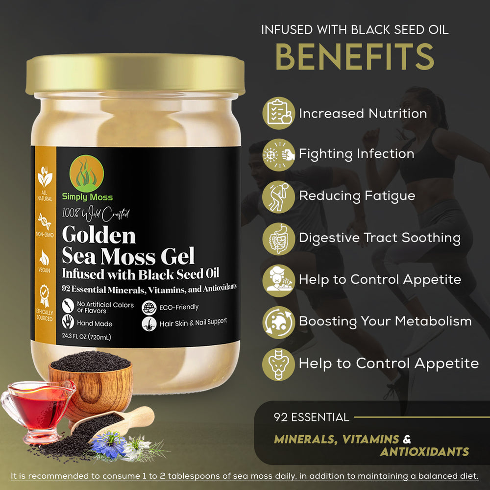 Golden Sea Moss Gel Infused With Blackseed