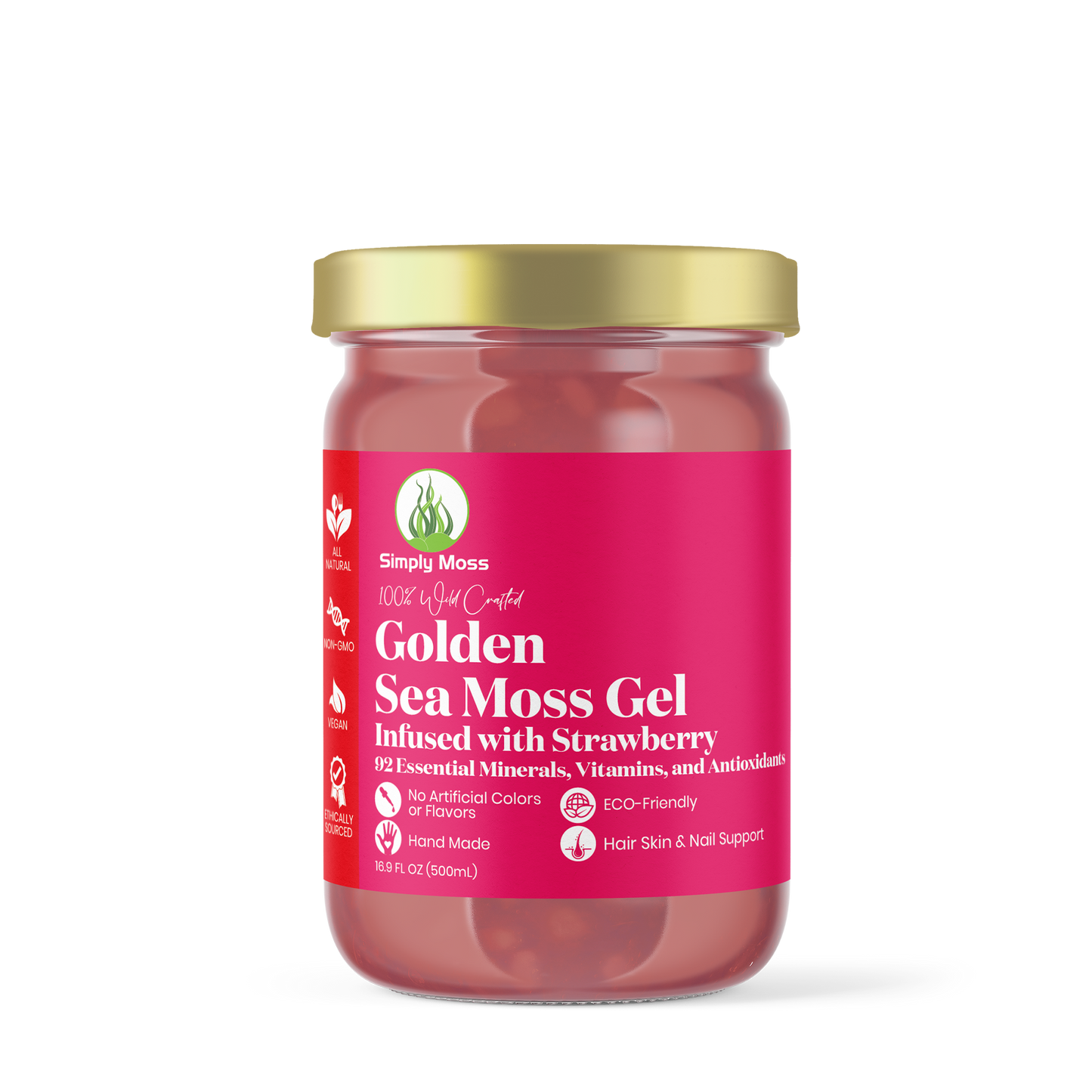 Golden Sea Moss Gel Infused With Strawberry